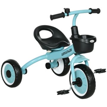 AIYAPLAY Tricicleta pentru Copii 2-5 Ani cu Scaun Reglabil, Bicicleta pentru Copii cu Cosuleț, 70,5x53x58 cm, Albastru | Aosom Romania