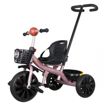 Tricicleta 2-5 ani, Roz cu maner parental pentru copii mici, Maner detasabil, Centuri de siguranta, Suport picioare Tricicleta 2-5 ani, Roz cu maner parental pentru copii mici, Maner detasabil, Centuri de siguranta, Suport picioare