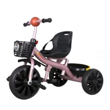 Tricicleta 2-5 ani, Roz, Pentru copii, Centuri de siguranta, Suport picioare, Doua cosuri jucarii, Sezut reglabil Tricicleta 2-5 ani, Roz, Pentru copii, Centuri de siguranta, Suport picioare, Doua cosuri jucarii, Sezut reglabil