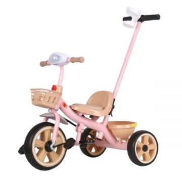 Tricicleta copii 2-5 ani cu maner parental detasabil, Roz, Suport picioare, Pahar si doua cosuri pentru jucarii Tricicleta copii 2-5 ani cu maner parental detasabil, Roz, Suport picioare, Pahar si doua cosuri pentru jucarii