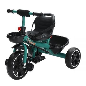 Tricicleta copii 2 - 6 ani, Verde, Suport picioare, Sezut reglabil Tricicleta copii 2 - 6 ani, Verde, Suport picioare, Sezut reglabil