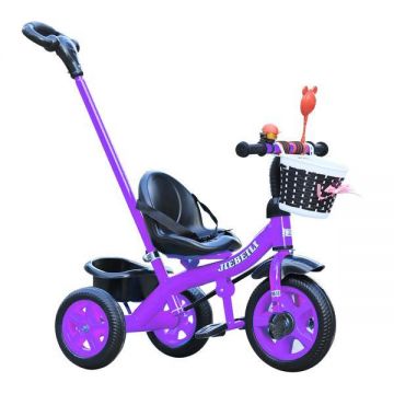 Tricicleta cu pedale pentru copii 2-5 ani, cu maner parental detasabil, Mov Tricicleta cu pedale pentru copii 2-5 ani, cu maner parental detasabil, Mov