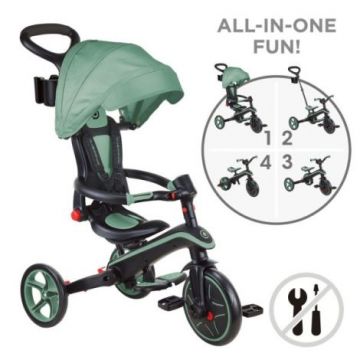 Tricicleta globber explorer 4 in 1 pliabila, culoare verde pal Tricicleta globber explorer 4 in 1 pliabila, culoare verde pal