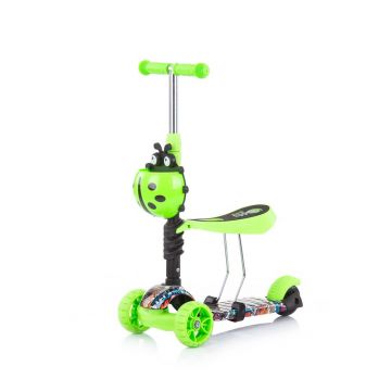 Trotineta cu scaun 3 roti unisex peste 3 ani Chipolino Kiddy Evo verde deschis cu luminite